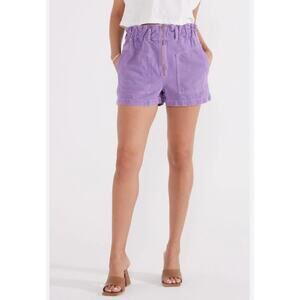 Milena Paperbag Shorts by Etica, English Lavender Color
